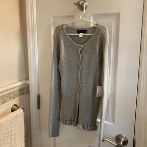 Silver long sleeve sweater/cardigan